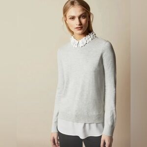 Ted Baker floral embroidered sweater, Size 0, Gray